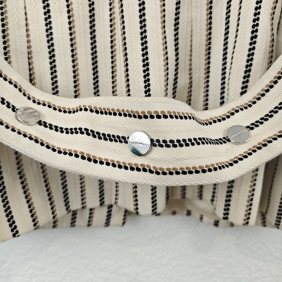 KAREN MILLEN Linen Blend Blazer Jacket Button Up Cream Striped Womens Size 8 - Picture 15 of 16
